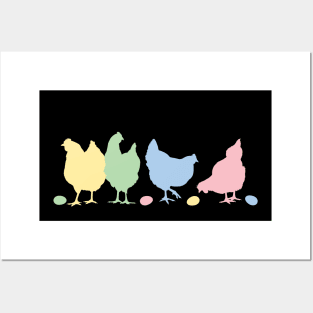Cute Pastel Easter Egg Flock of Hens for Chicken Lovers Posters and Art